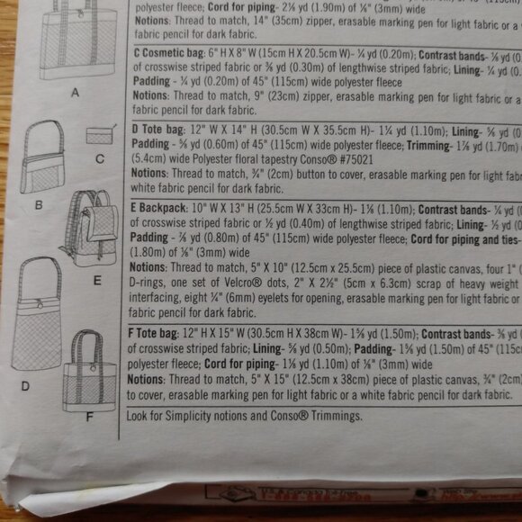 Vintage Bag Sewing Pattern Purse Backpack Tote Simplicity 9779 Carryall - Picture 9 of 11